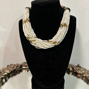 Vintage seed pearls chocker necklace brass clasp